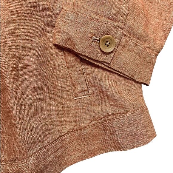 Eileen Fisher Copper Orange Organic Linen Button-Up Shirt Size Medium - Picture 5 of 6
